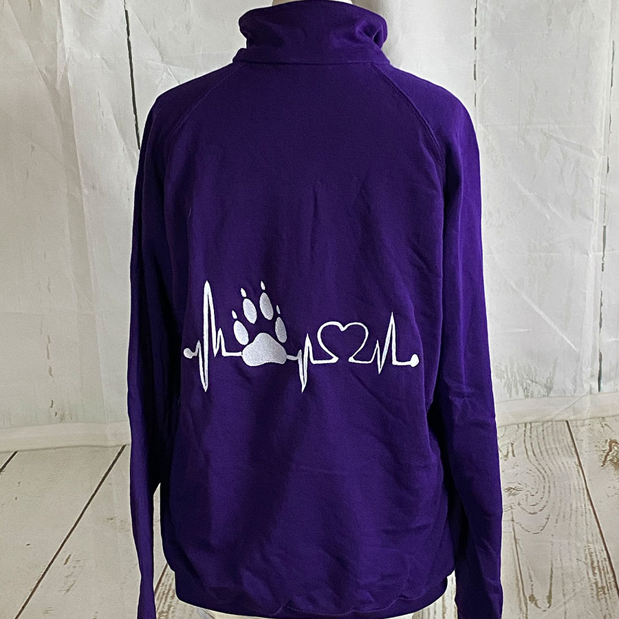 FoL Zip-Sweat lila Gr. M Herzkurve