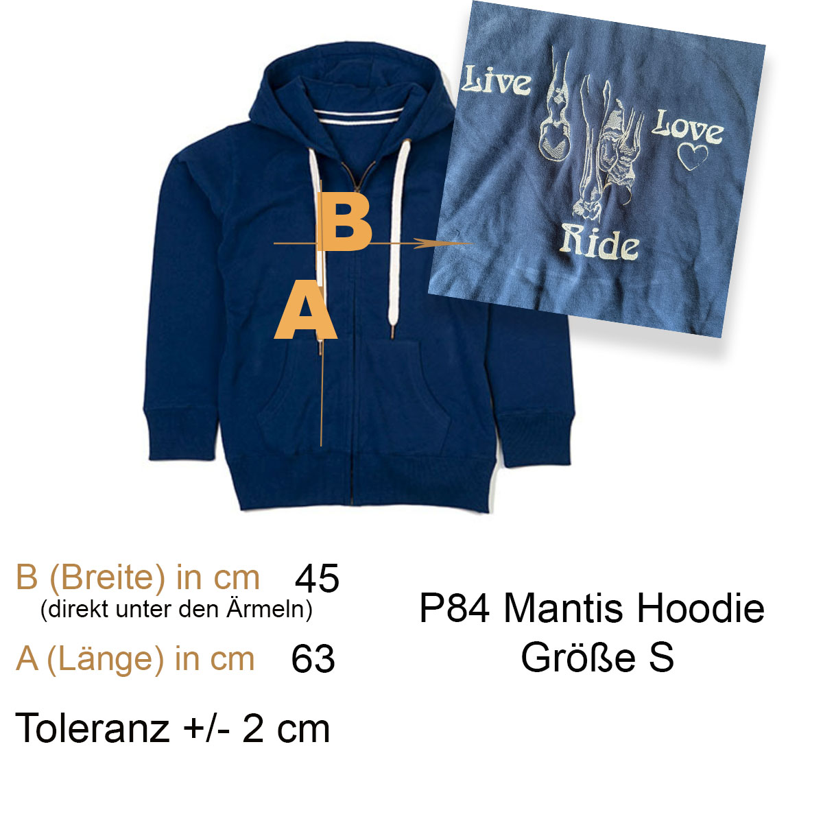 Hoodie, Zweiteiliger Hoodie, Baumwollstoff, Reißverschluss, Blau