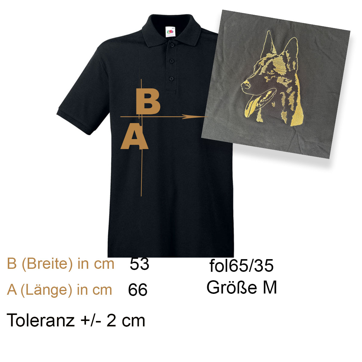 Polohemd, Polo, Kleidung, Schwarz, Hundemotiv