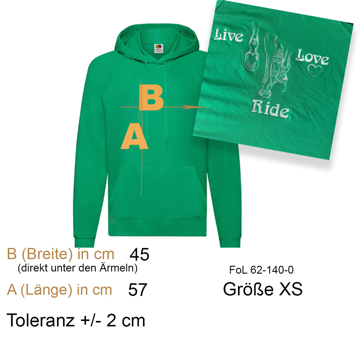 Hoodie, Grün, Kapuzenpullover, Unisex, Baumwolle